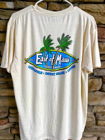 East of Maui Classic Blue Logo S/S T-Shirt Ivory