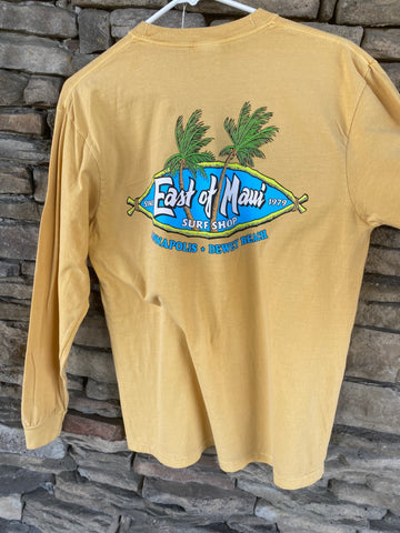 East of Maui Classic Blue Logo L/S T-Shirt Goldenrod